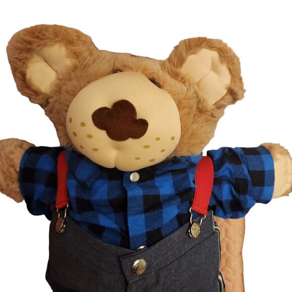 XAVIER ROBERTS Vintage 1986 FURSKINS 
23" STUFFED BEAR Plaid Denim Collectible - Picture 2 of 7
